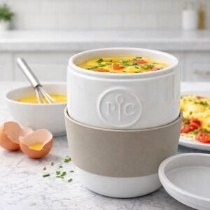 Pampered Chef Ceramic Egg Cooker Microwavable Breakfast Omelet Maker #1529 EUC